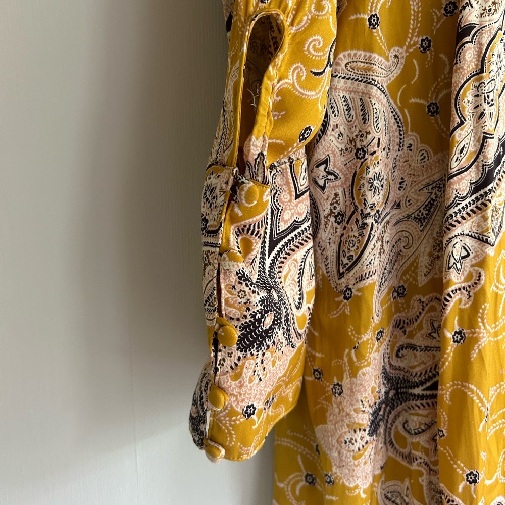 Free People Yellow Paisley V-Neck Tunic - Picture 10 of 13